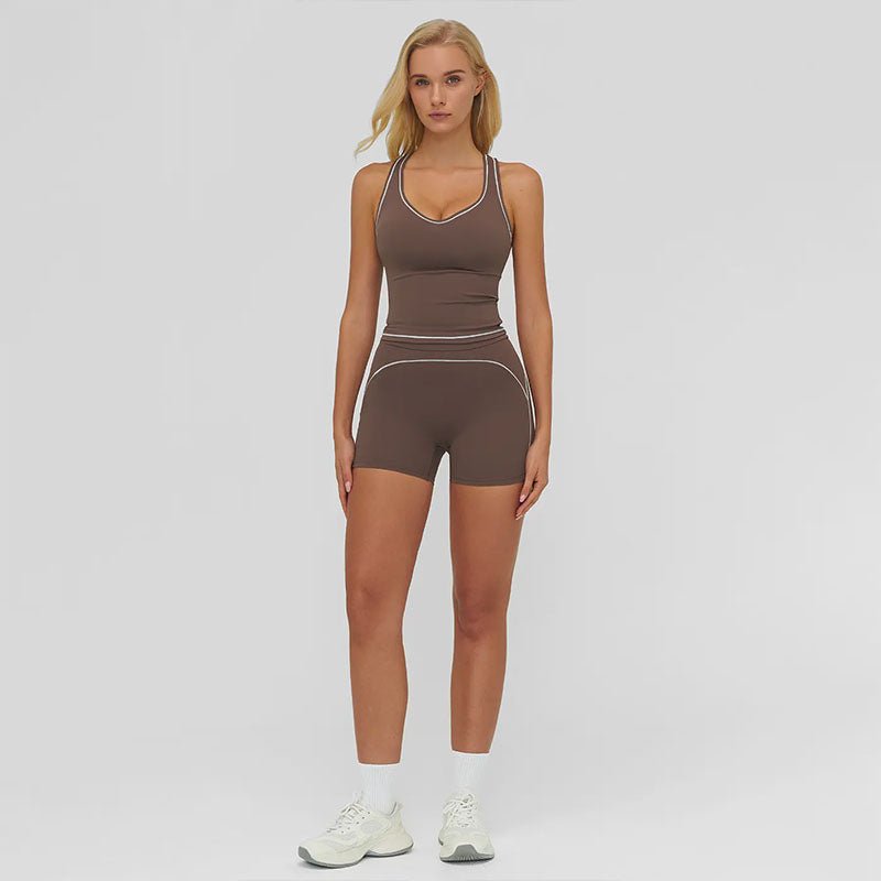 H-Back Sports Top and Shorts Fitness Set