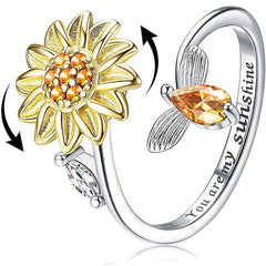 Rotating Sunflower Adjustable Ring