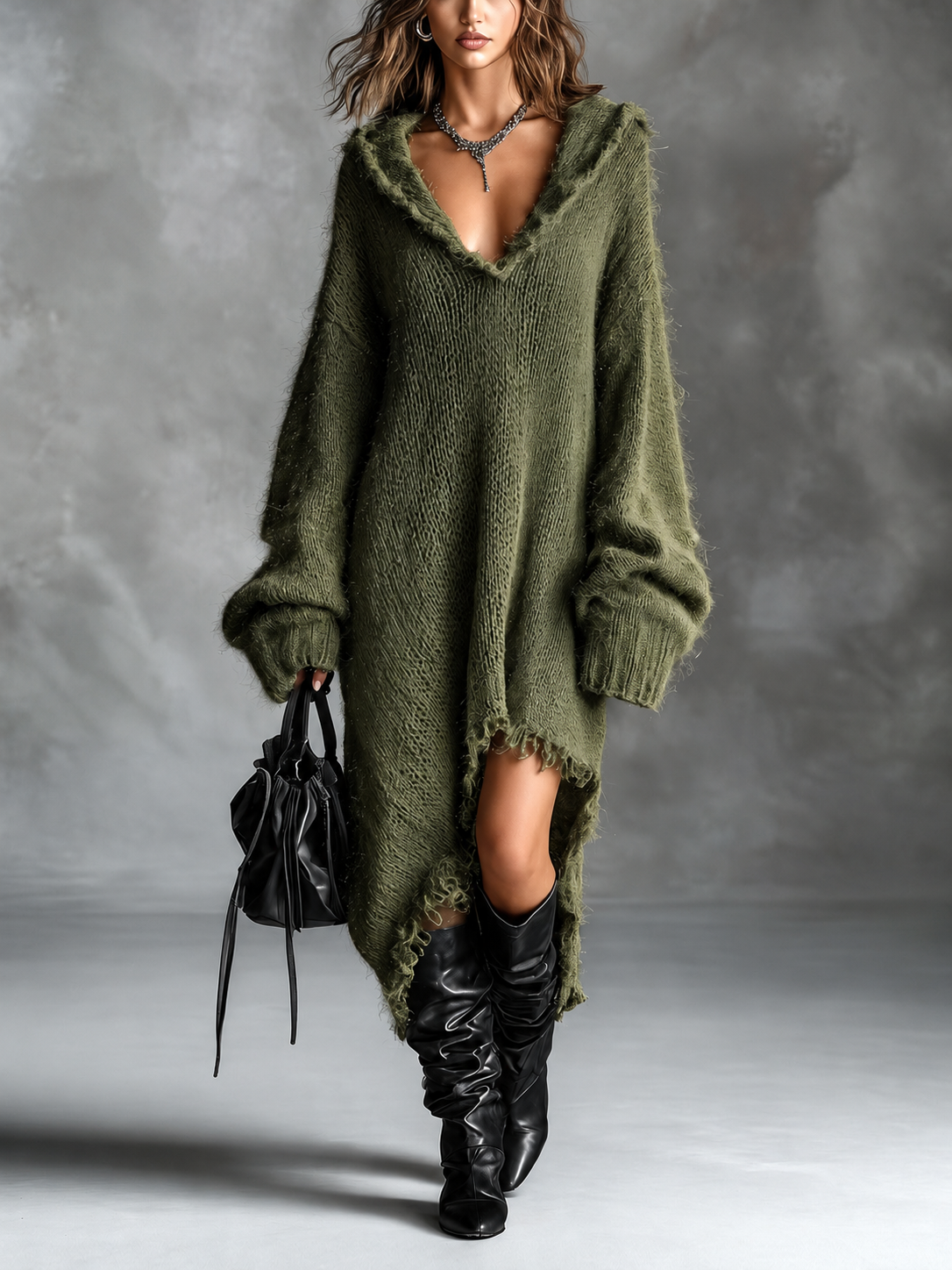 Ludovica | Soft Knit Oversized Hooded Dress