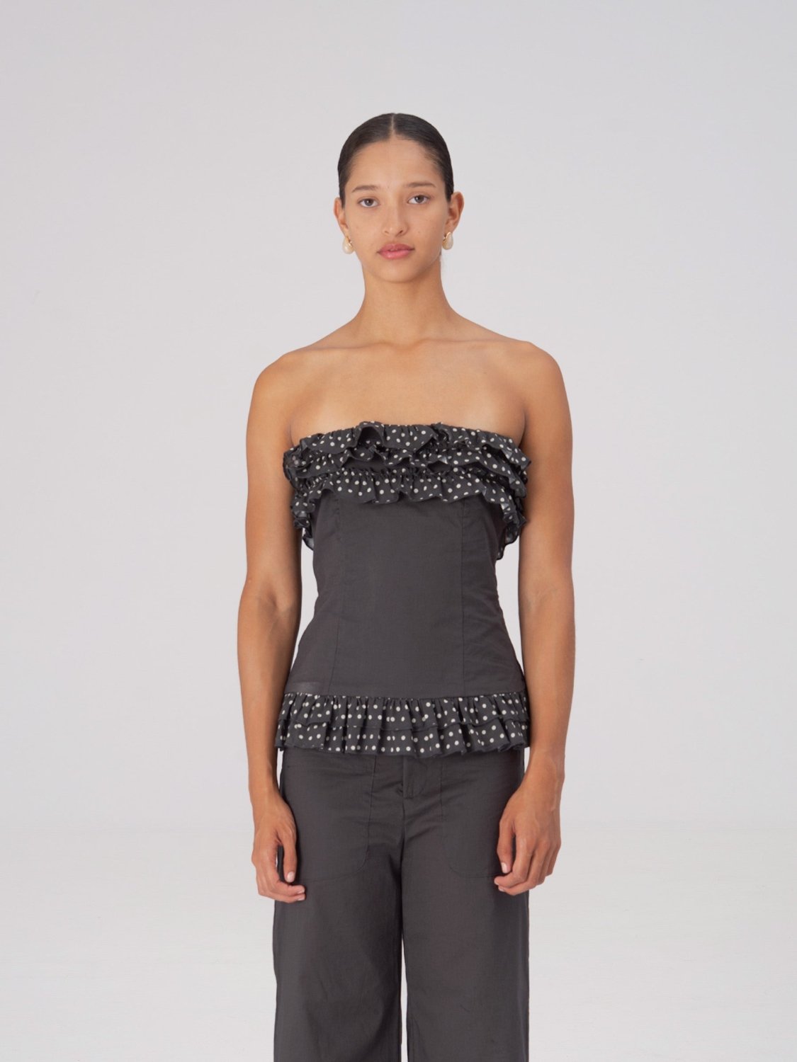 Night Noctis Brown Polka Dot Top