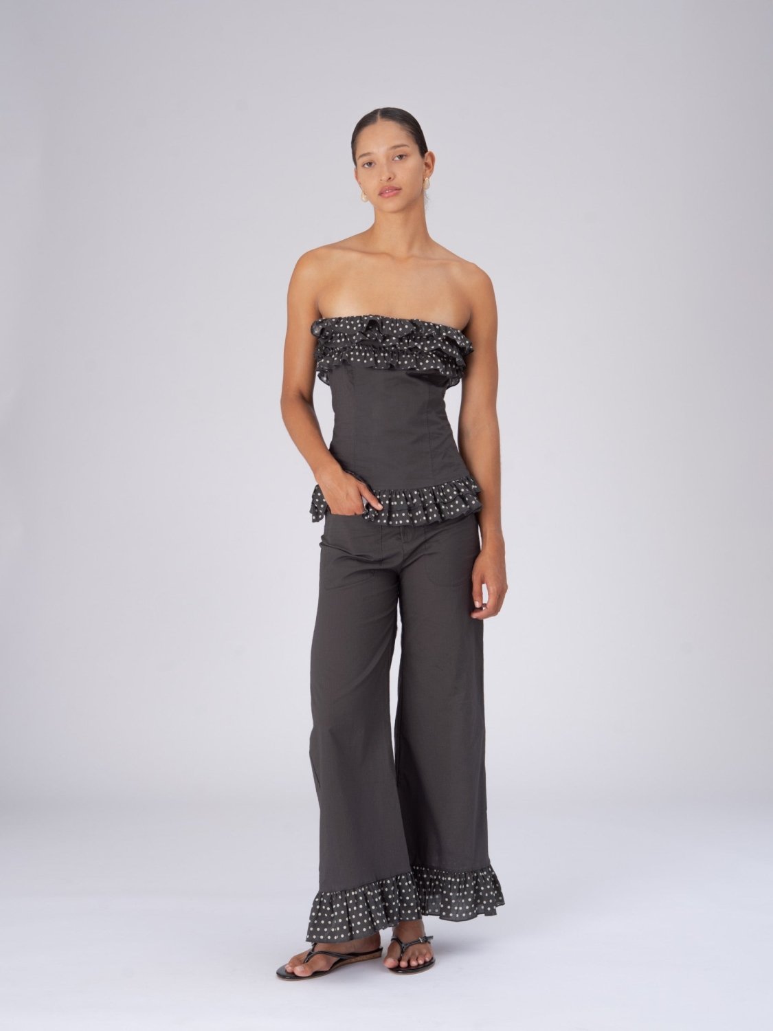 Night Noctis Brown Polka Dot Top