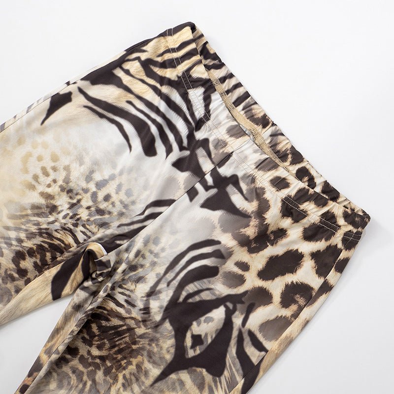 Wild Animal Print Off-Shoulder Two-Piece Set