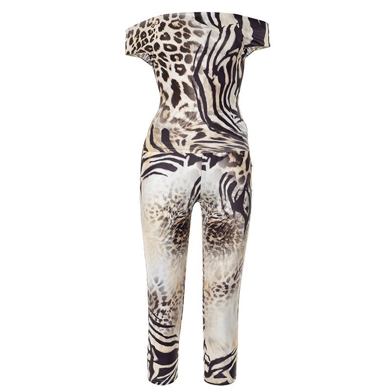 Wild Animal Print Off-Shoulder Two-Piece Set