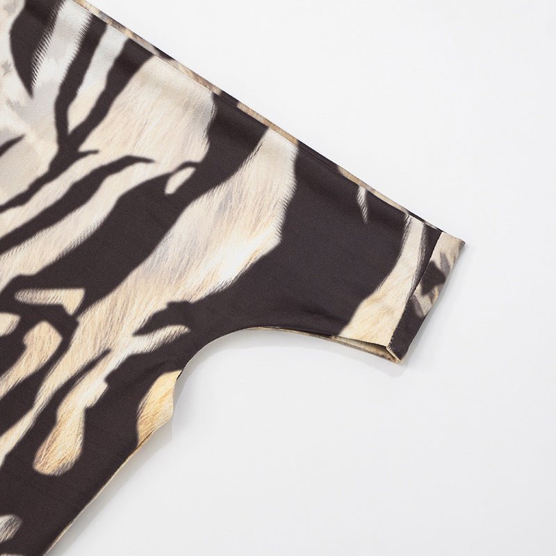 Wild Animal Print Off-Shoulder Two-Piece Set