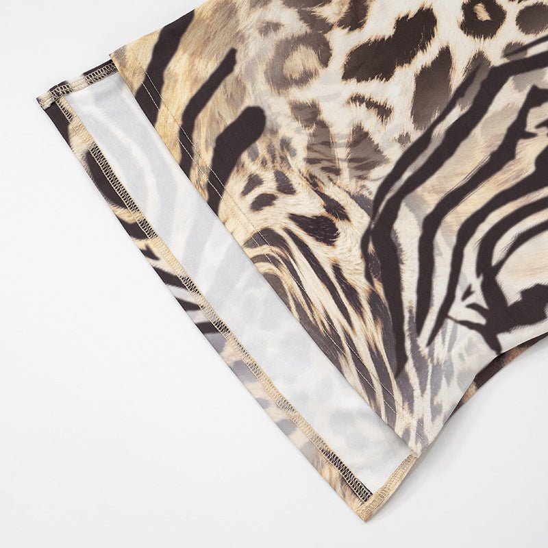 Wild Animal Print Off-Shoulder Two-Piece Set