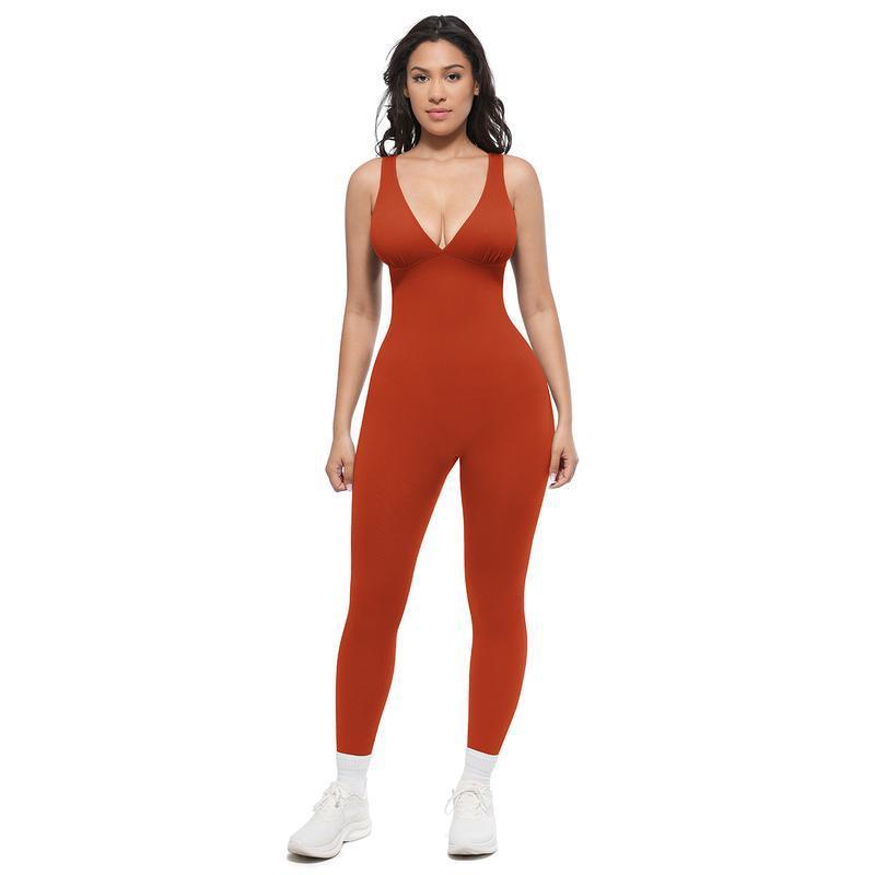 Deep V-Neck Shaping Full-Length Bodysuit