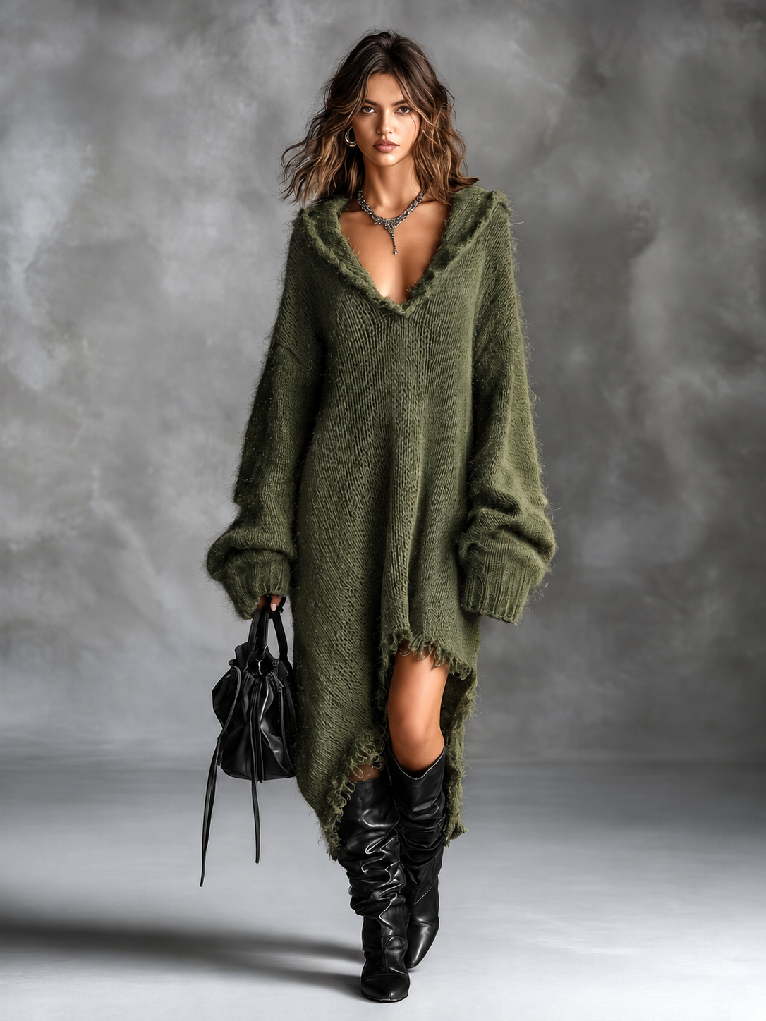 Ludovica | Soft Knit Oversized Hooded Dress