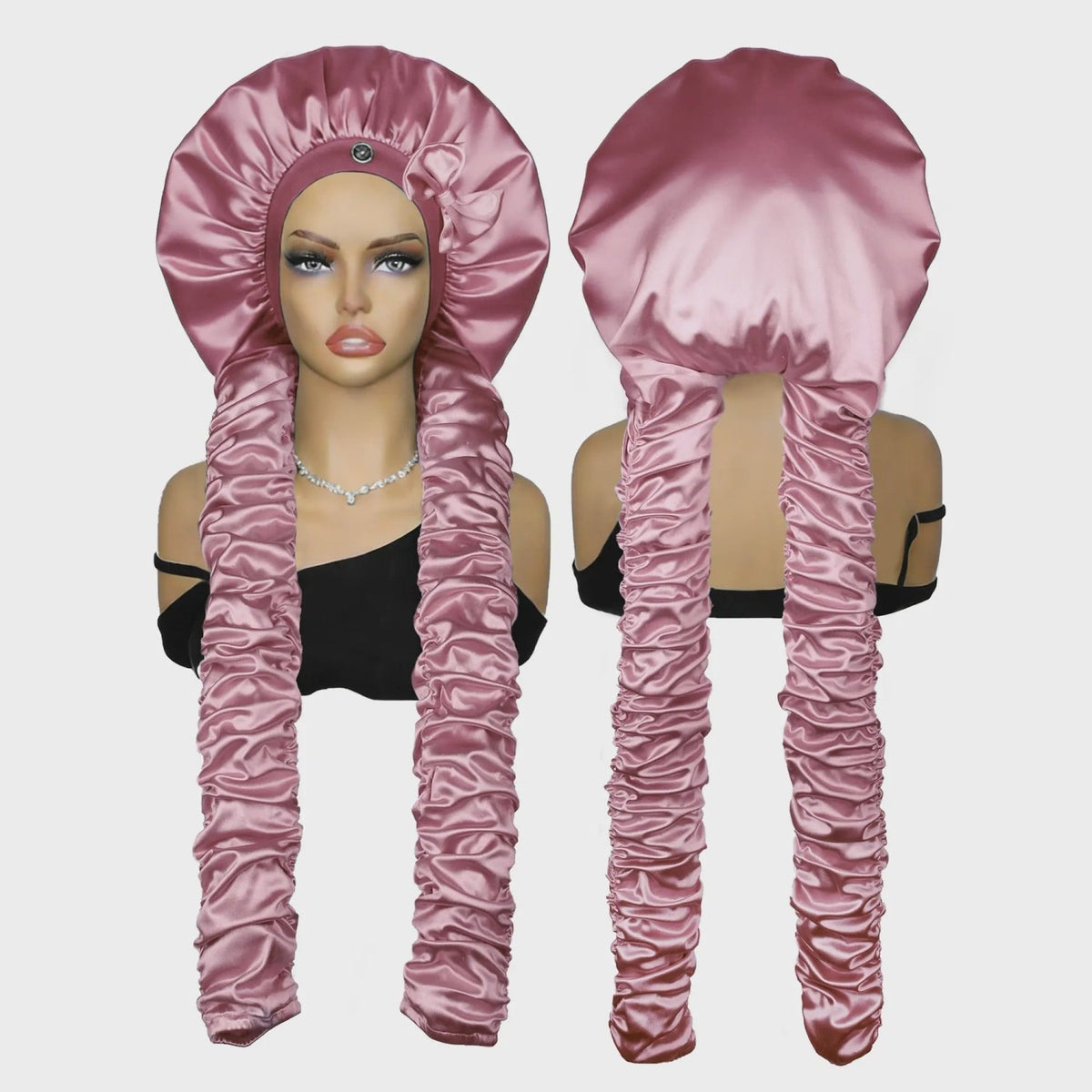 Satin Stretch Non-Slip Sleep Bonnet for Curly Hair