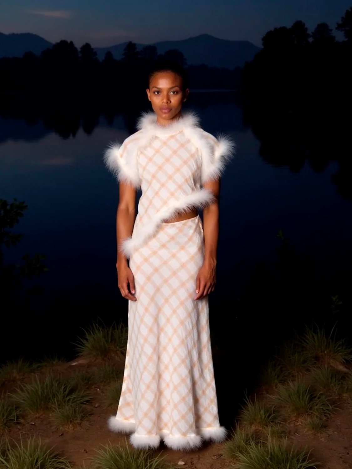 Plaid Balance Feather Skirt
