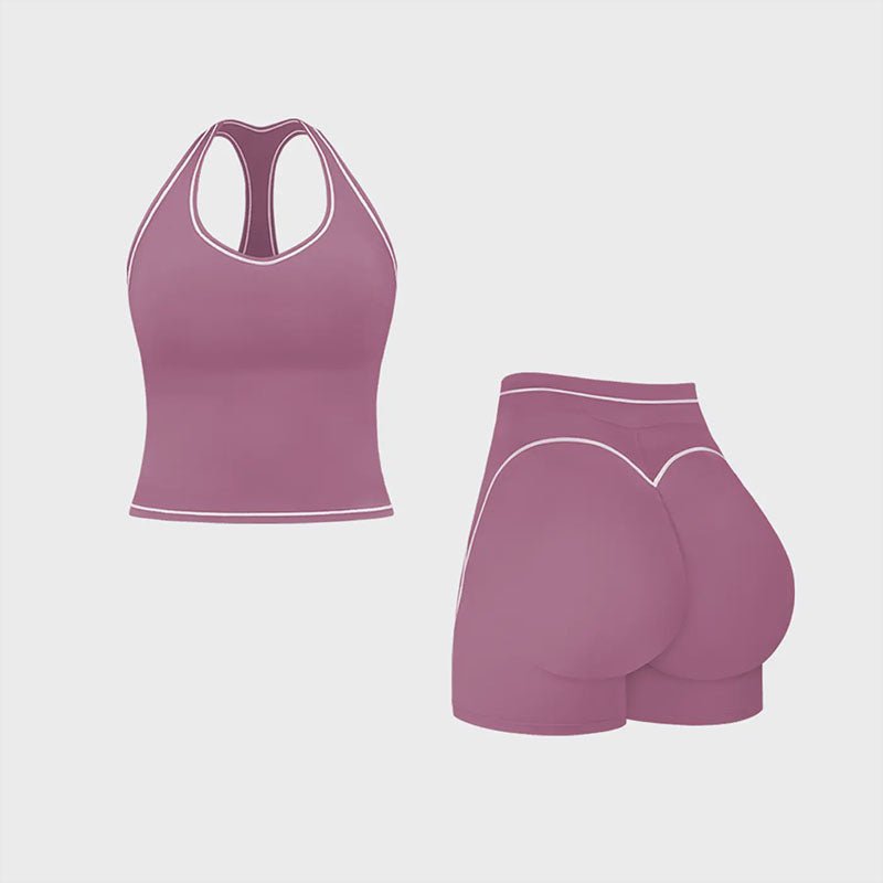 H-Back Sports Top and Shorts Fitness Set