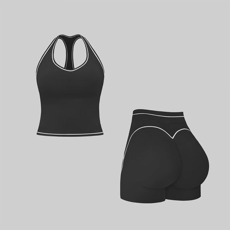 H-Back Sports Top and Shorts Fitness Set