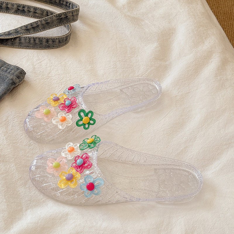 Cute flower-adorned transparent slides