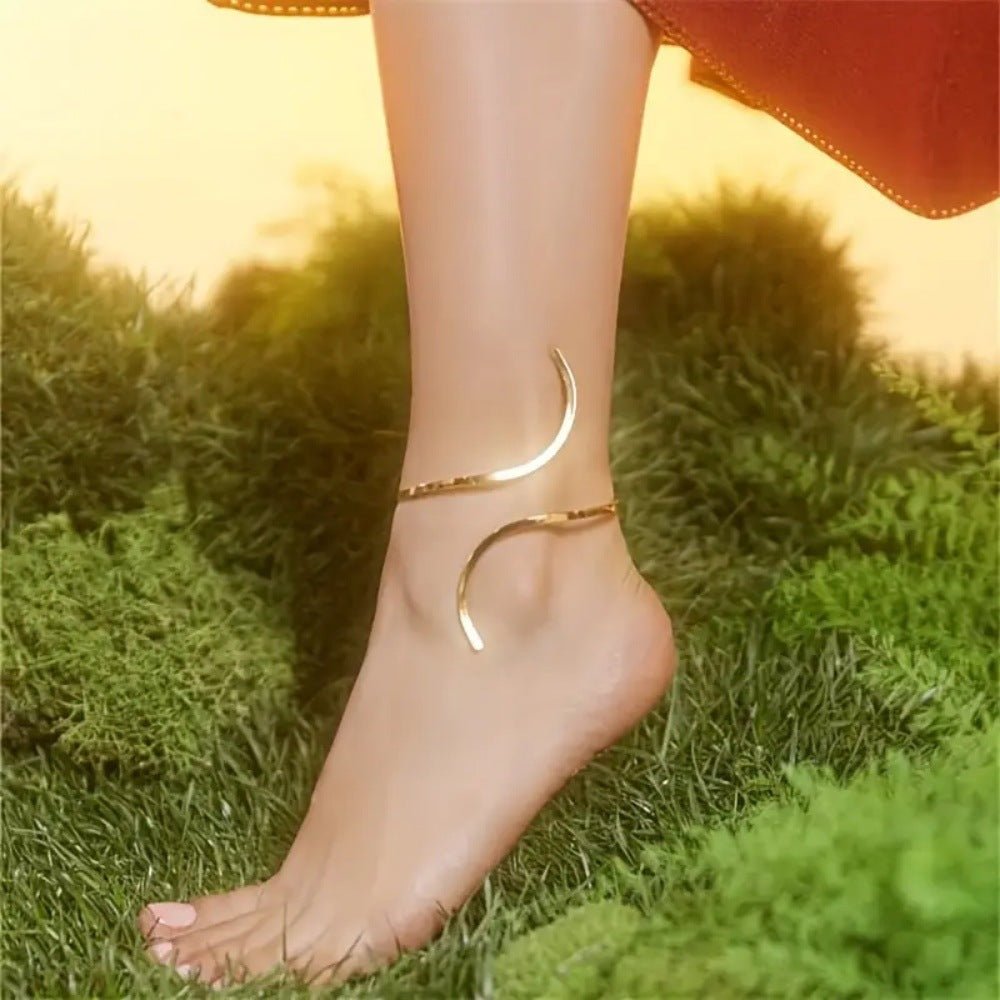 Simple geometric adjustable anklet bracelet