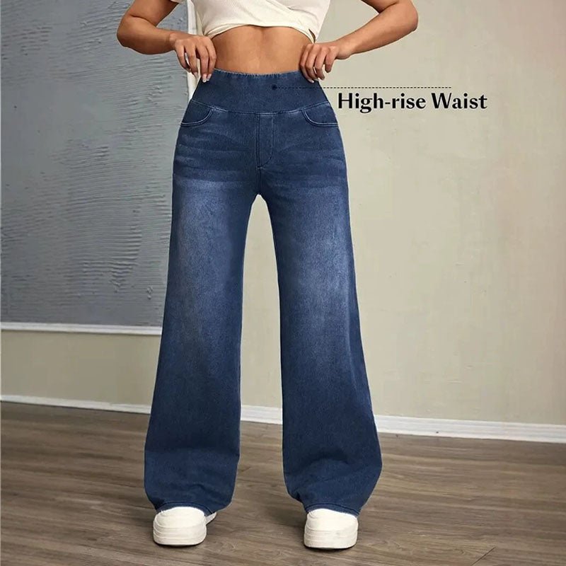 High-waisted stretch wide-leg jeans
