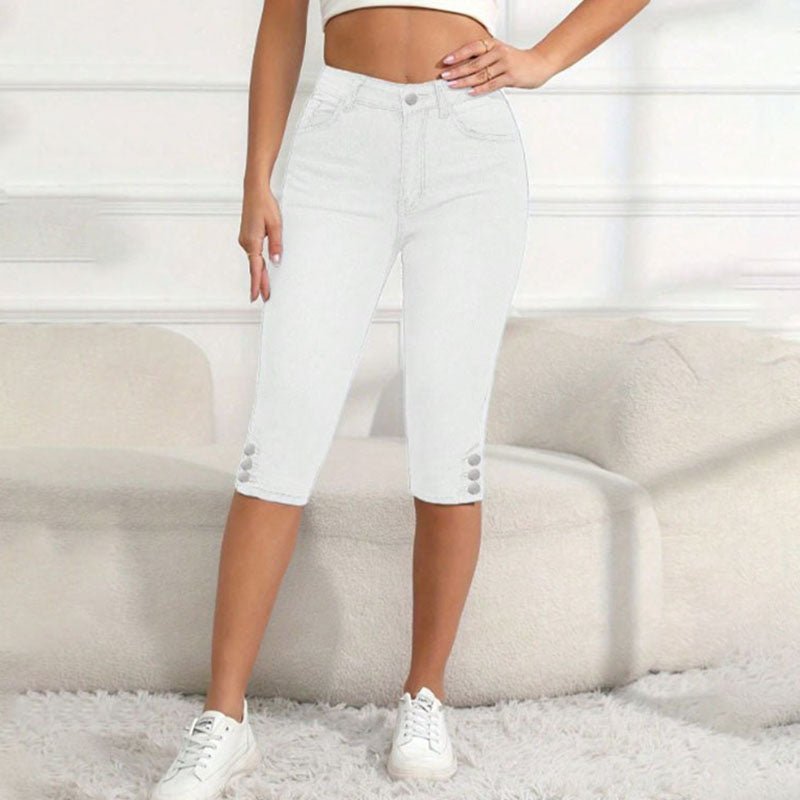 Stretch denim cropped pants