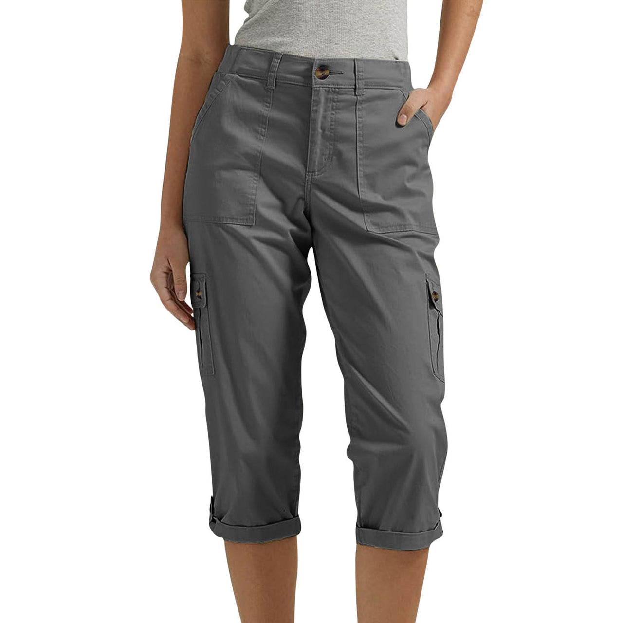 Casual multi-pocket cargo capri pants