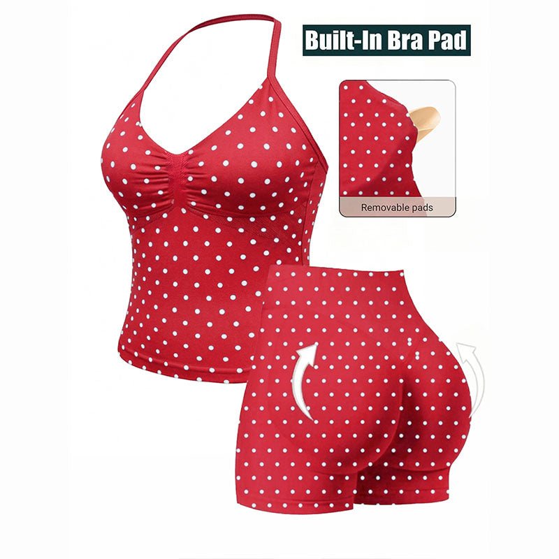 Ruched camisole and butt-lifting shorts activewear set