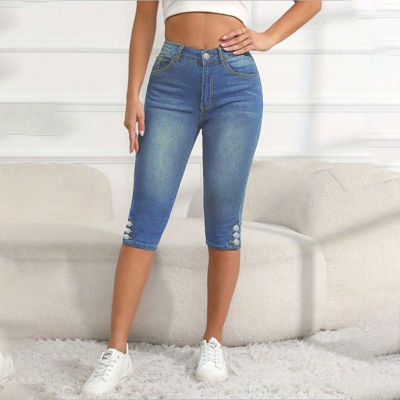 Stretch denim cropped pants