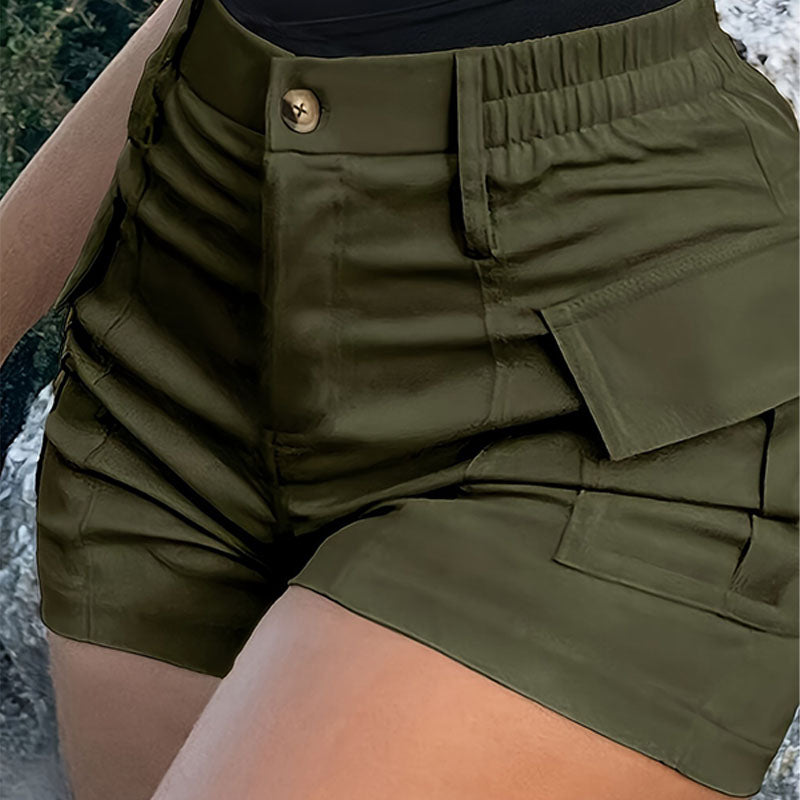 High-waisted slim-fit utility shorts
