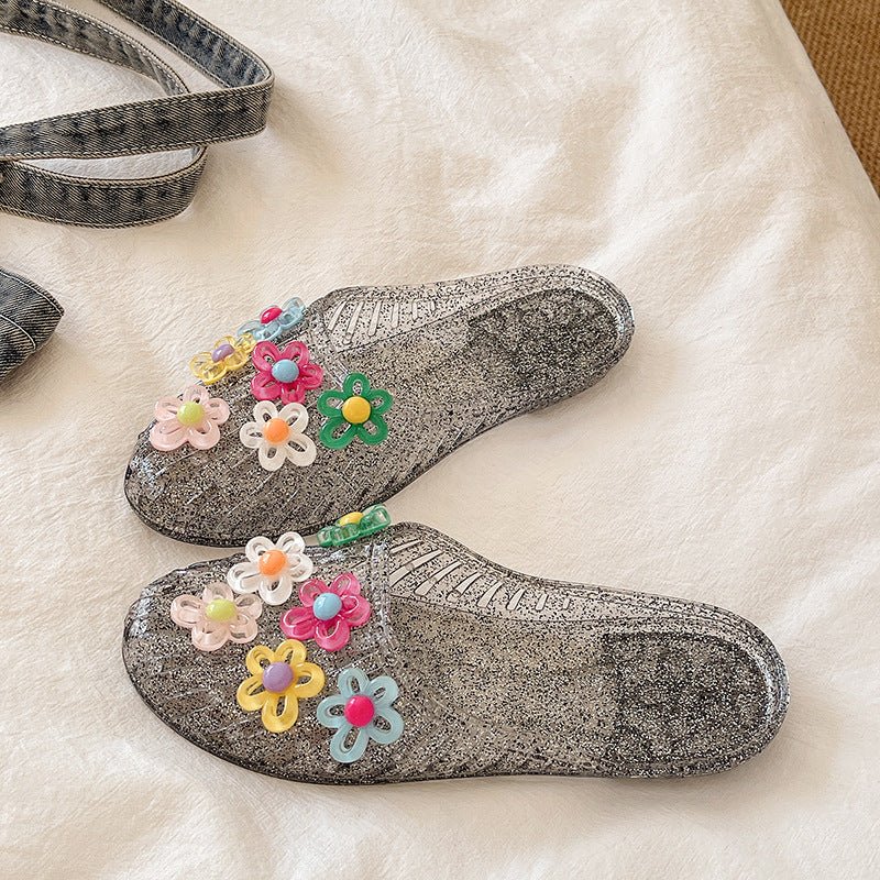 Cute flower-adorned transparent slides