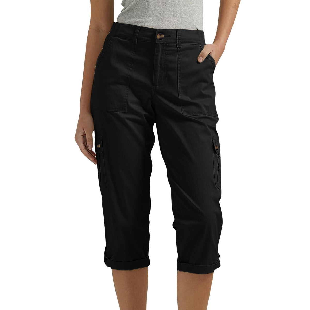 Casual multi-pocket cargo capri pants
