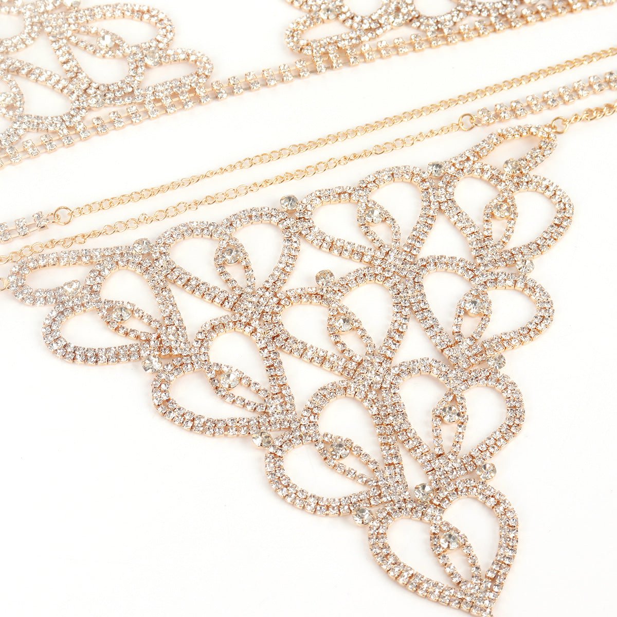 Rhinestone Heart Bra & Panty Body Chain Set