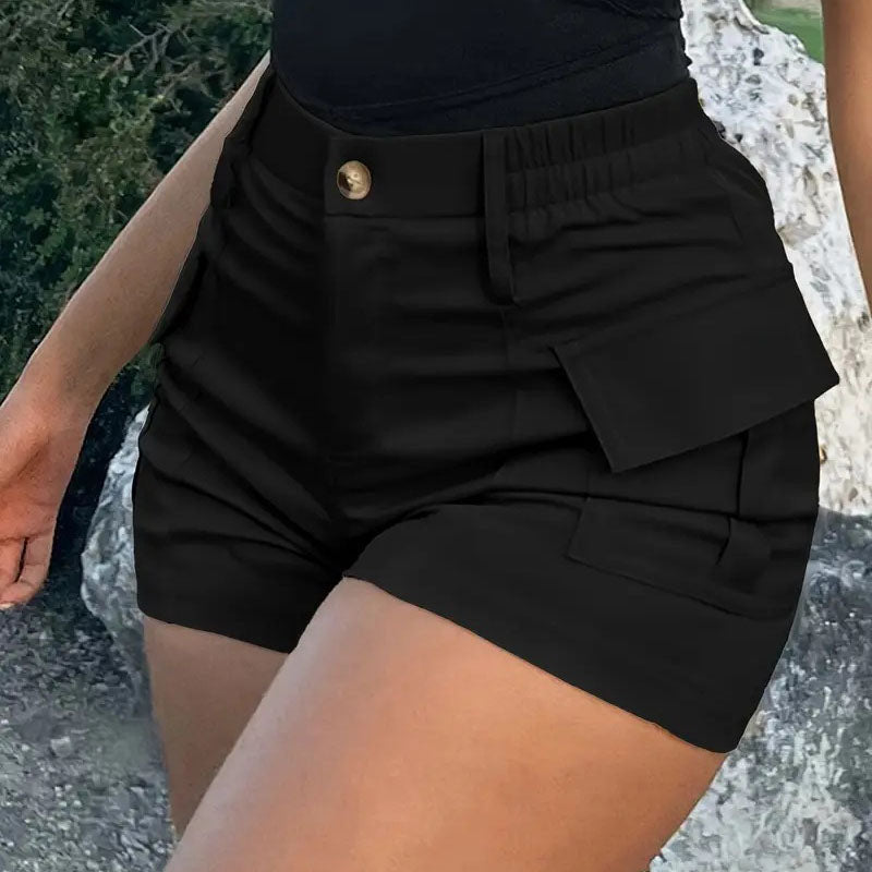 High-waisted slim-fit utility shorts
