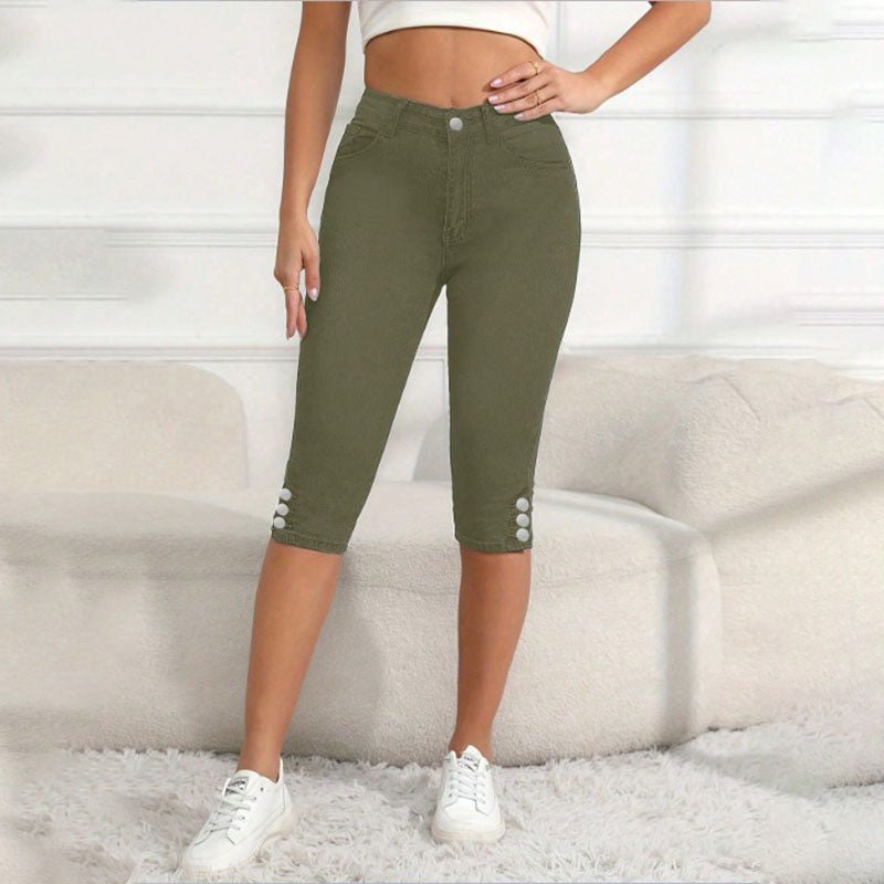 Stretch denim cropped pants