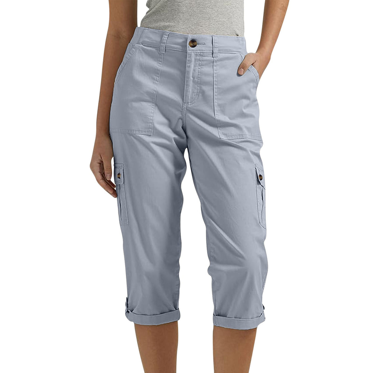 Casual multi-pocket cargo capri pants