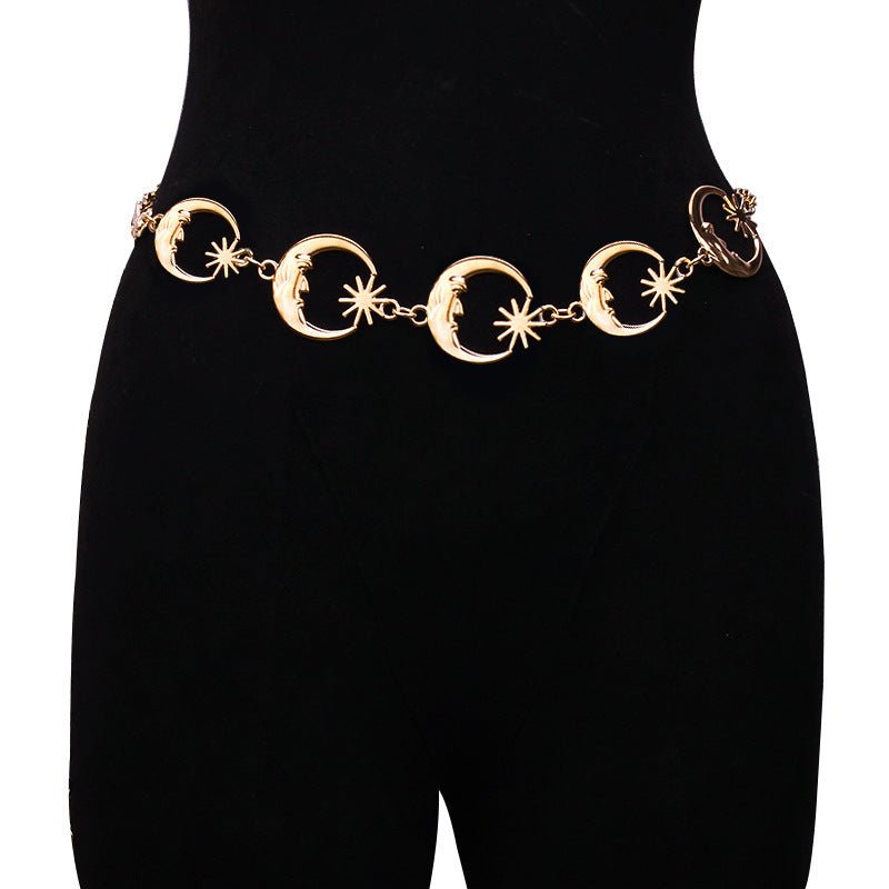Vintage sun-and-moon style waist chain