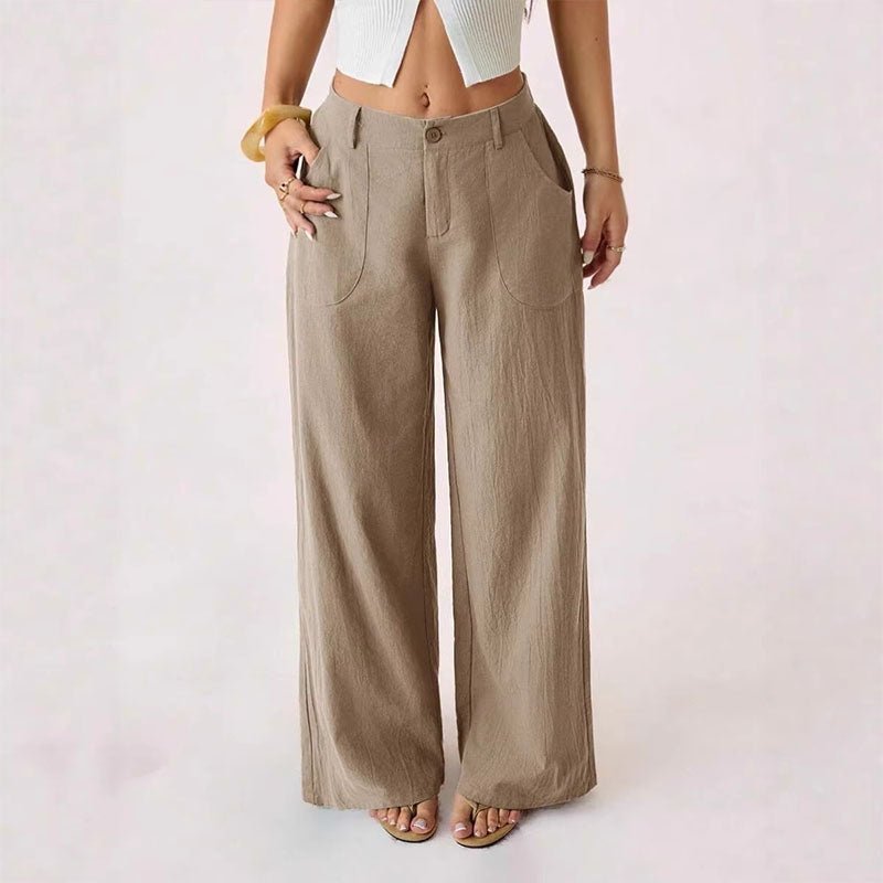 Casual, loose-fitting, mid-rise, straight-leg wide-leg trousers
