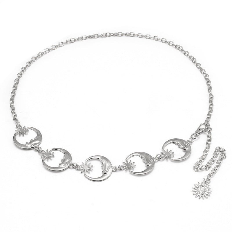 Vintage sun-and-moon style waist chain