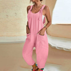 Lace-up loose sleeveless overalls