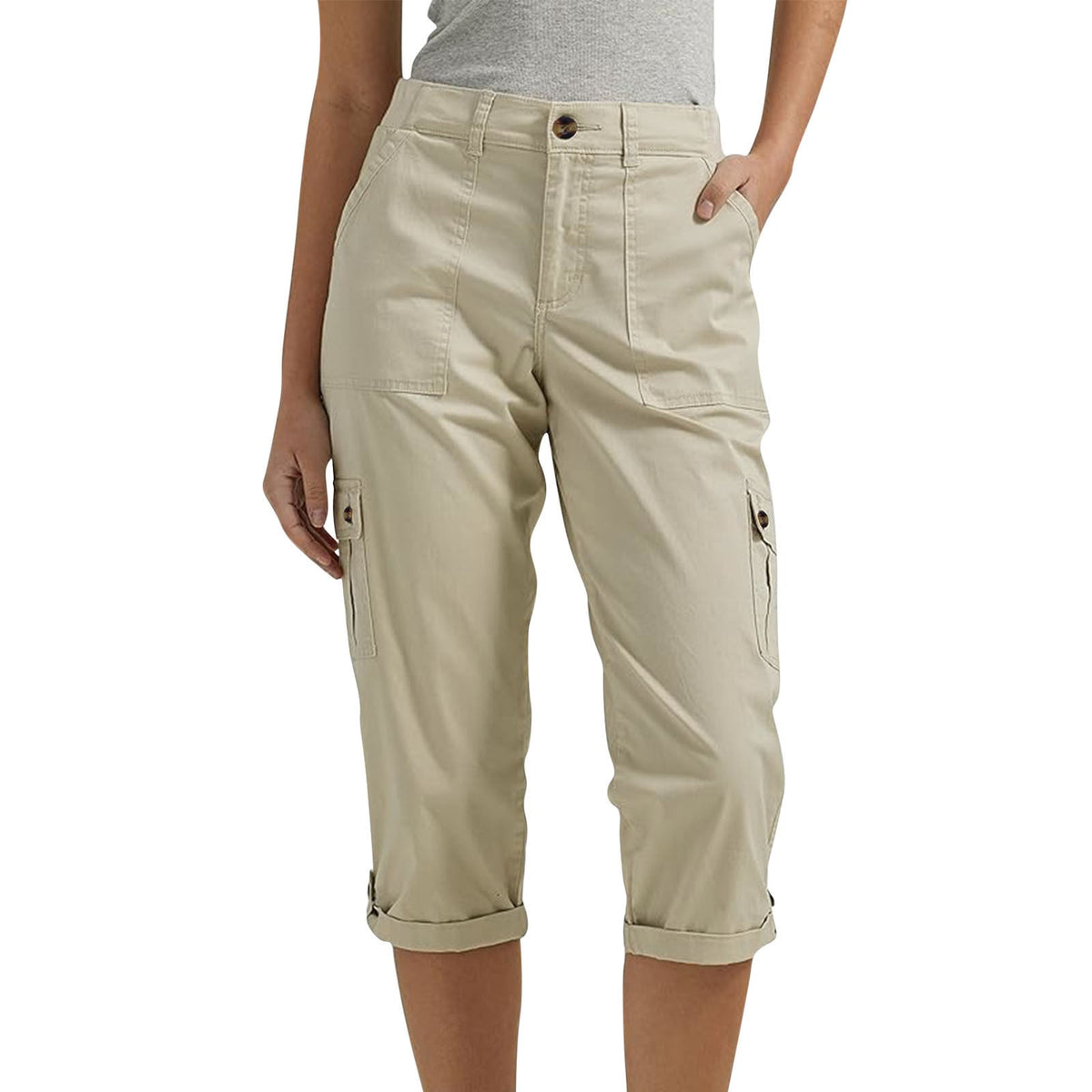 Casual multi-pocket cargo capri pants