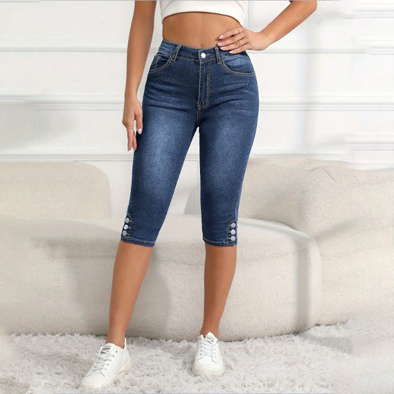 Stretch denim cropped pants