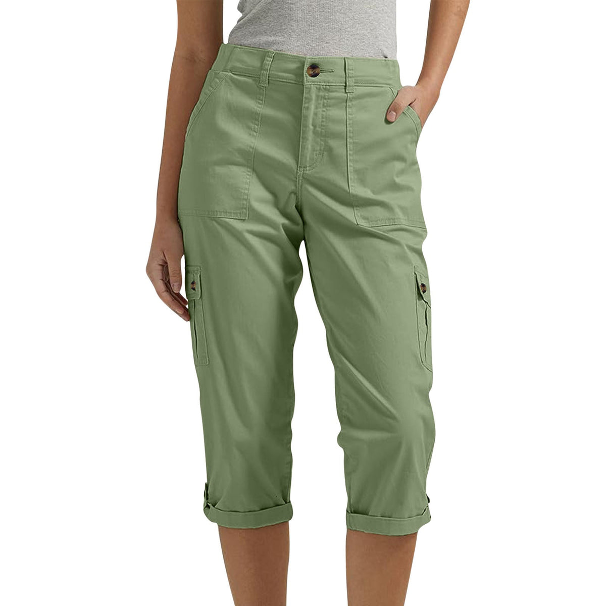 Casual multi-pocket cargo capri pants