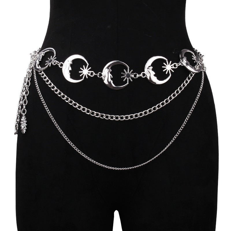 Vintage sun-and-moon style waist chain