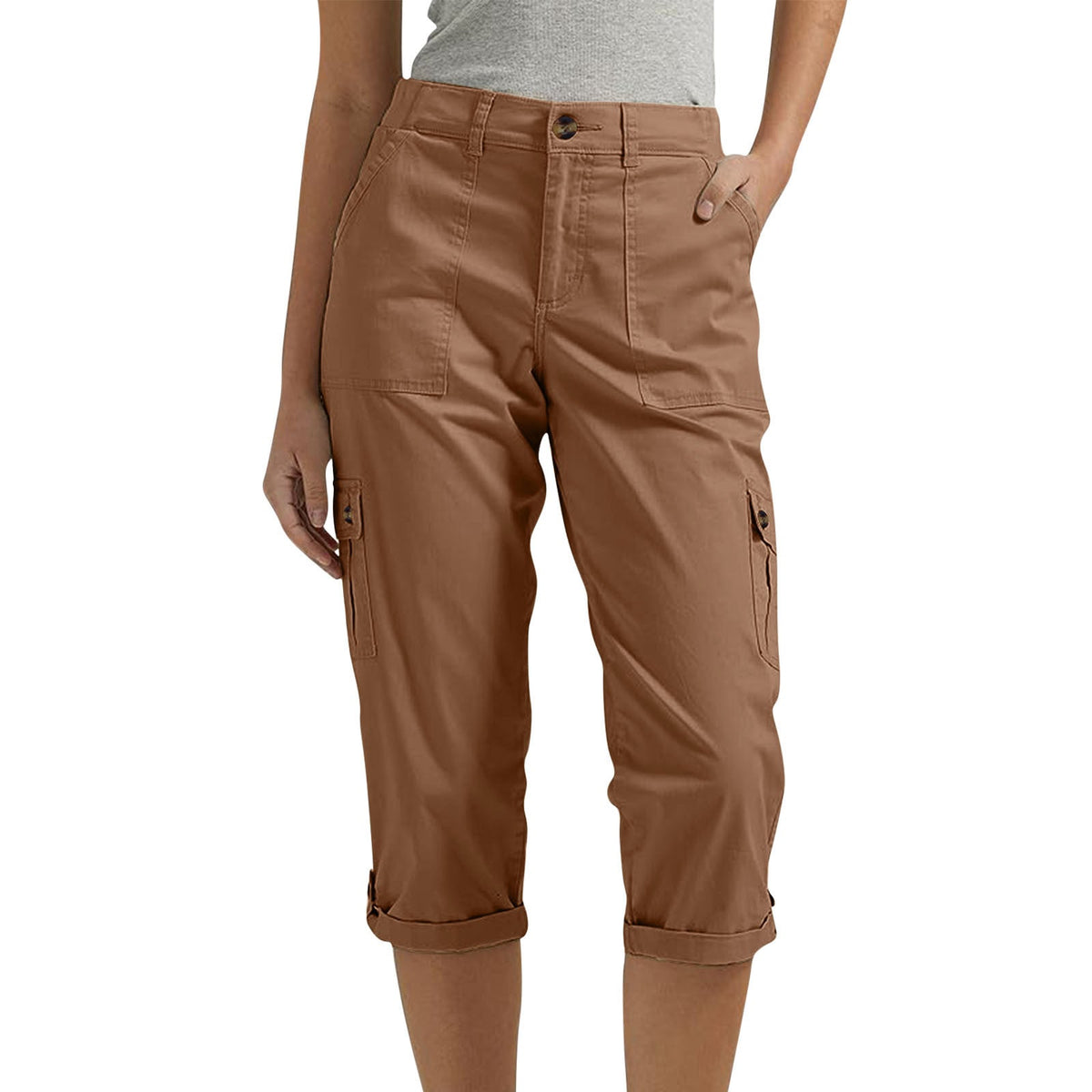 Casual multi-pocket cargo capri pants