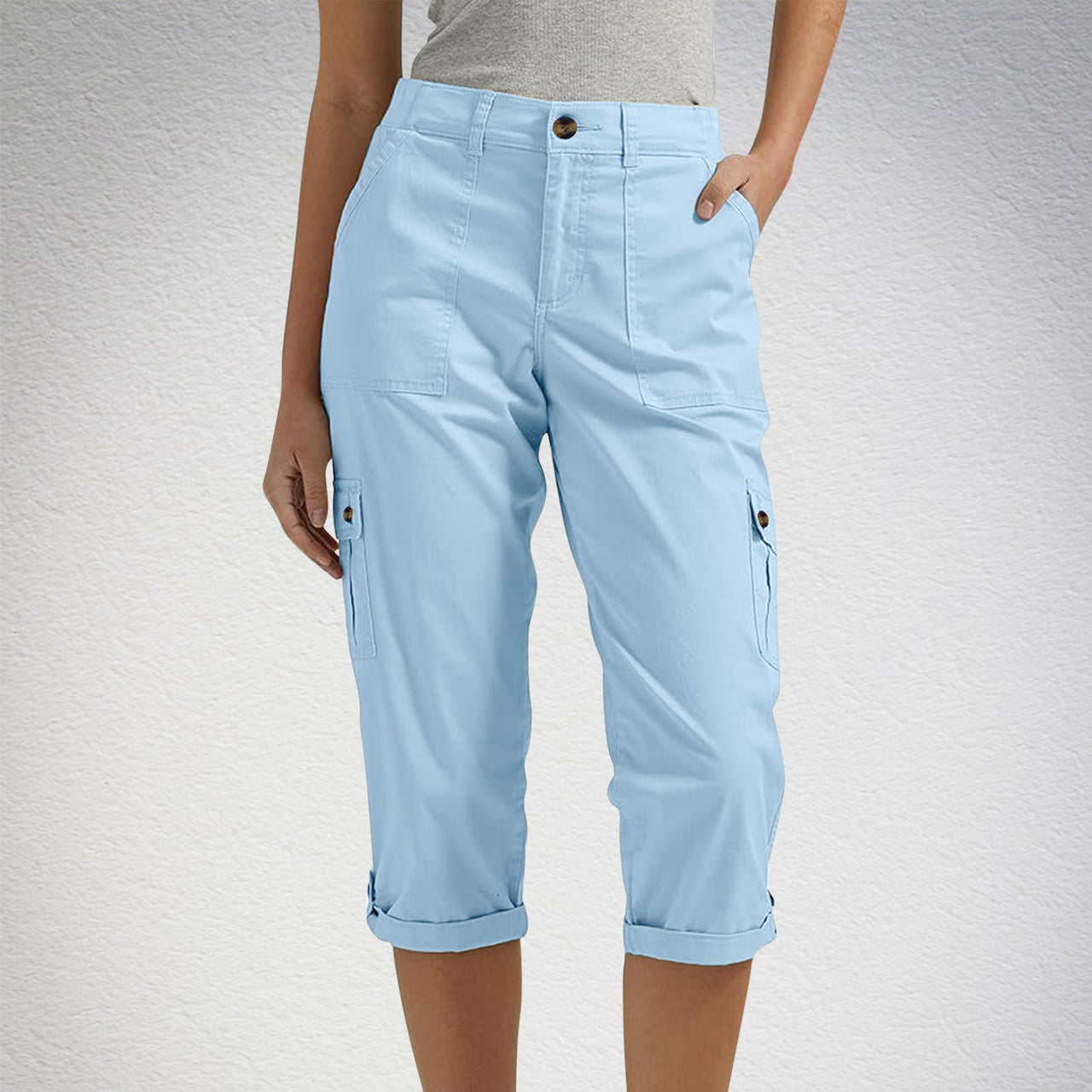 Casual multi-pocket cargo capri pants