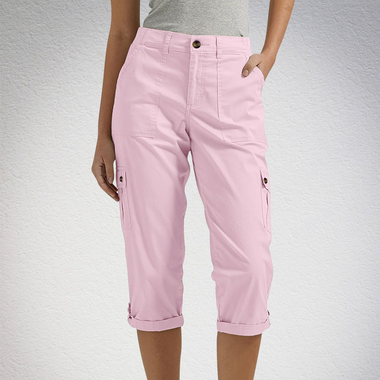 Casual multi-pocket cargo capri pants