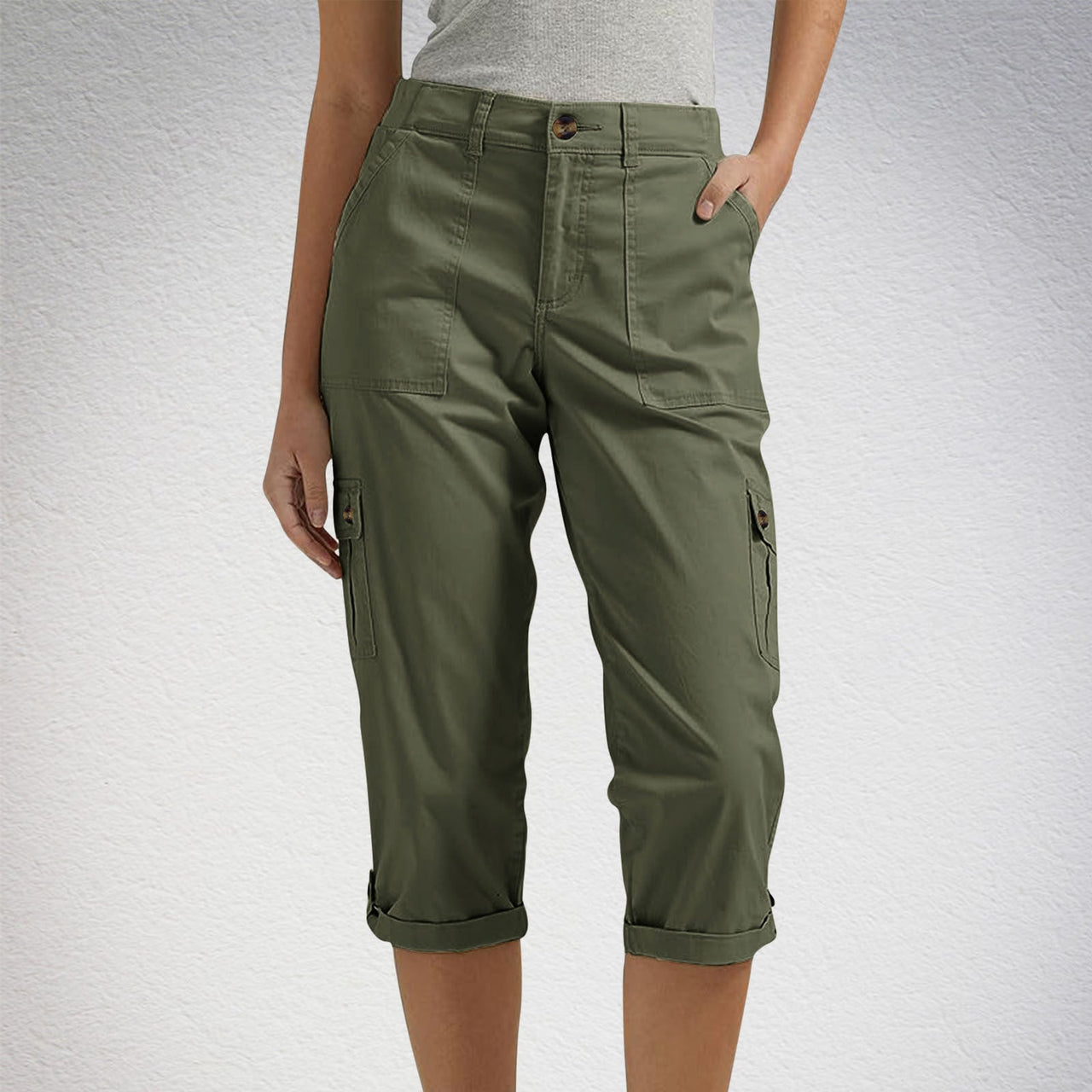 Casual multi-pocket cargo capri pants