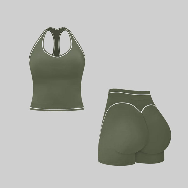 H-Back Sports Top and Shorts Fitness Set