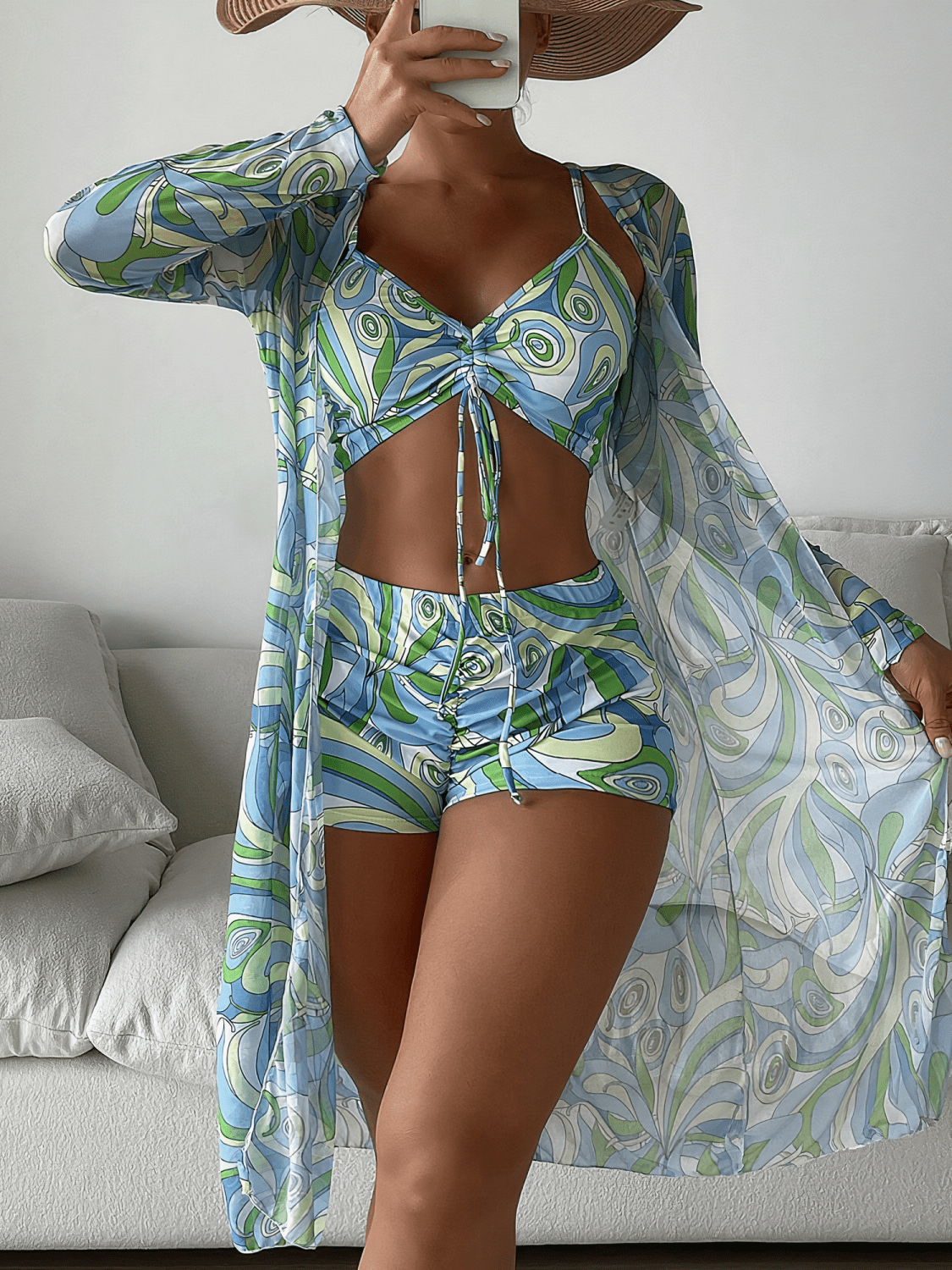 AMALFI - High-Waist Bikini Set with Cover-Up