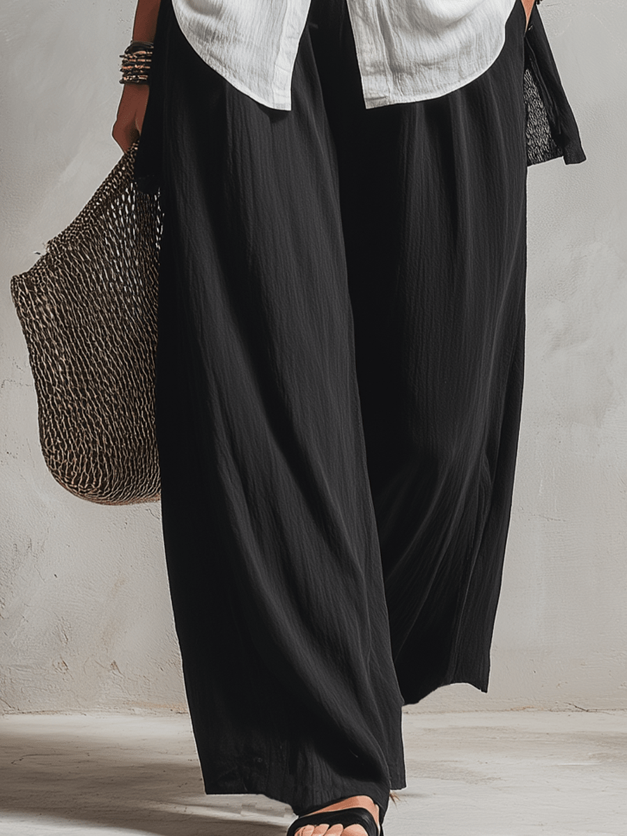 Minimalist Layered Vest Cardigan And Wide-leg Pants Three-piece Set