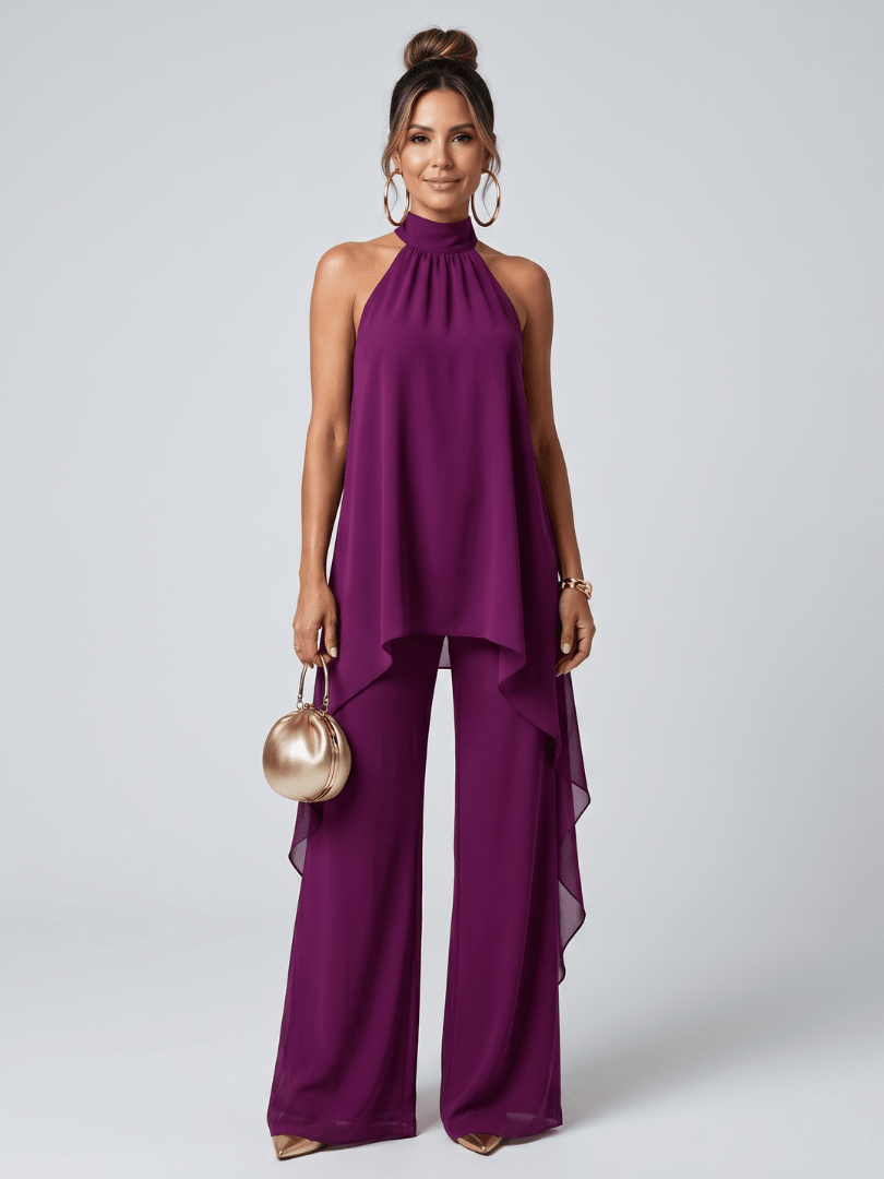 Zareen | Asymmetric Tunic Top Wide Leg Pants Set