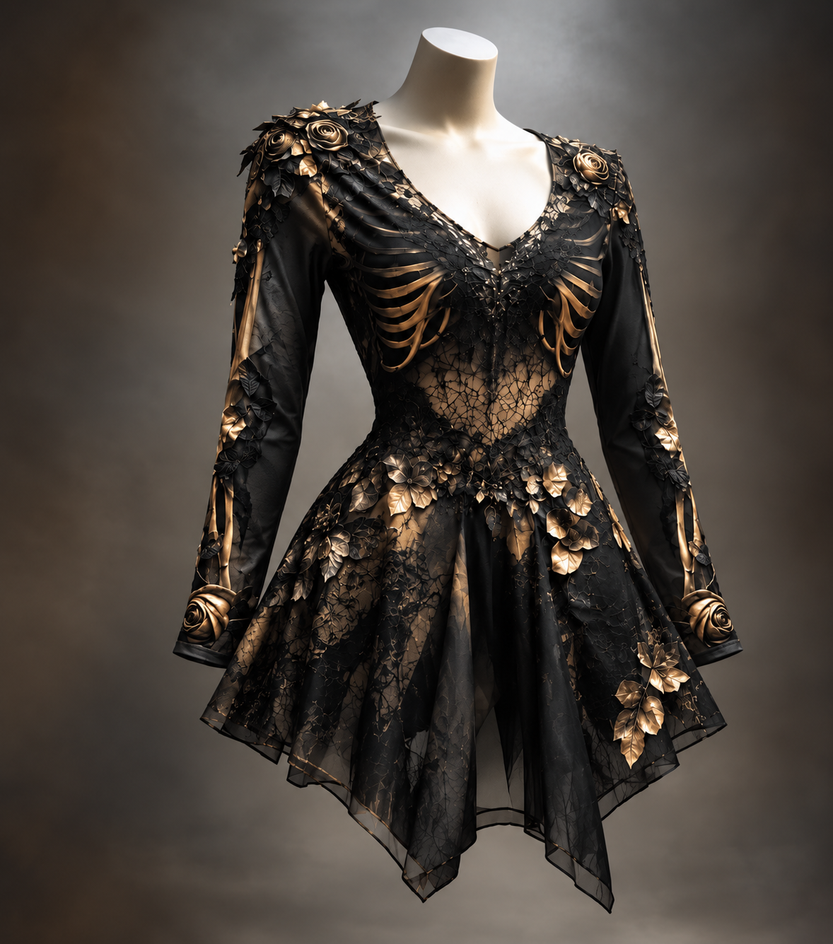 Women's Vintage Long Sleeve Mini Dress | Halloween