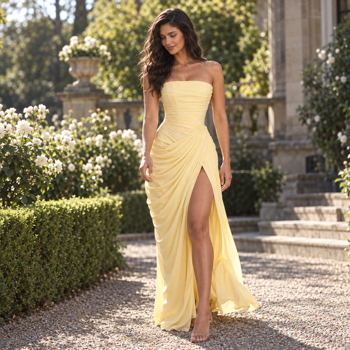 The Elara Strapless Evening Dress