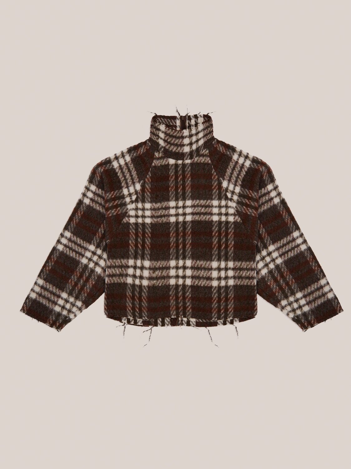 Barefoot Plaid Brown Turtleneck Overshirt