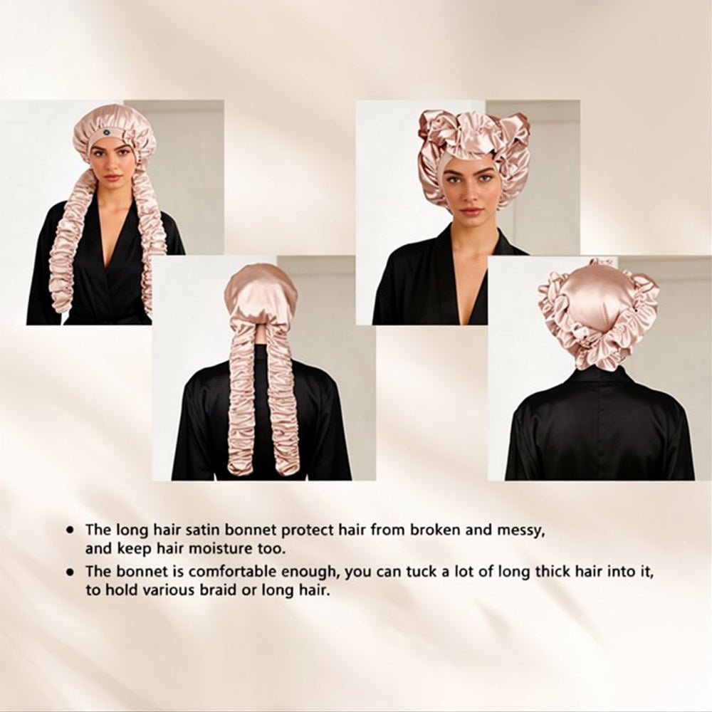 Satin Stretch Non-Slip Sleep Bonnet for Curly Hair