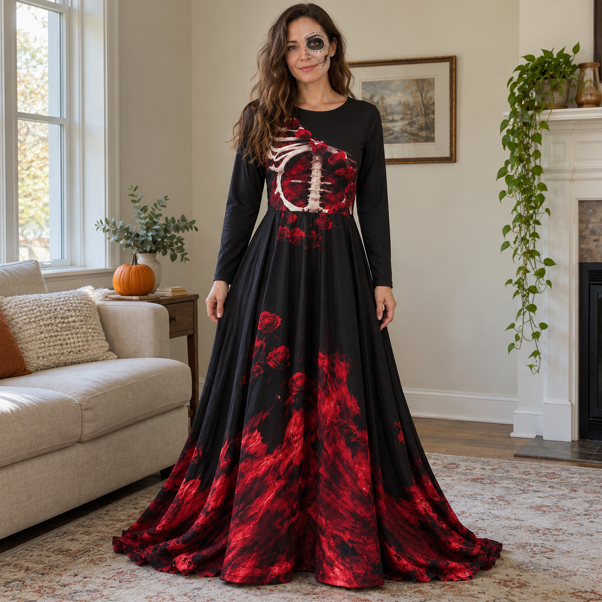 Women's Long Sleeve Maxi Dress | Halloween